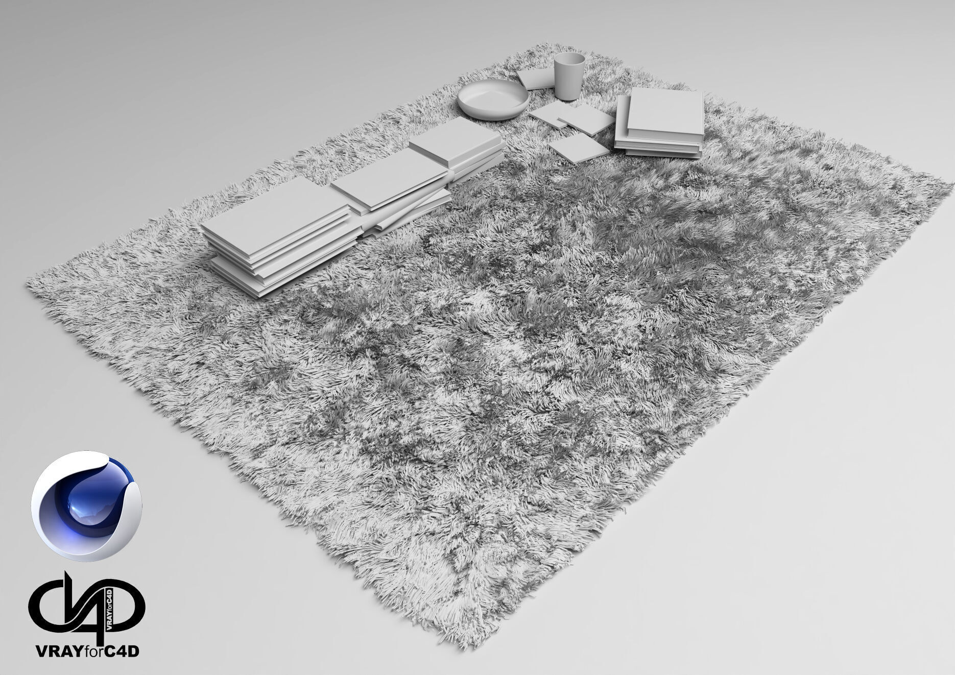 Carpet and Books - Vray6 - C4D 3D model_3