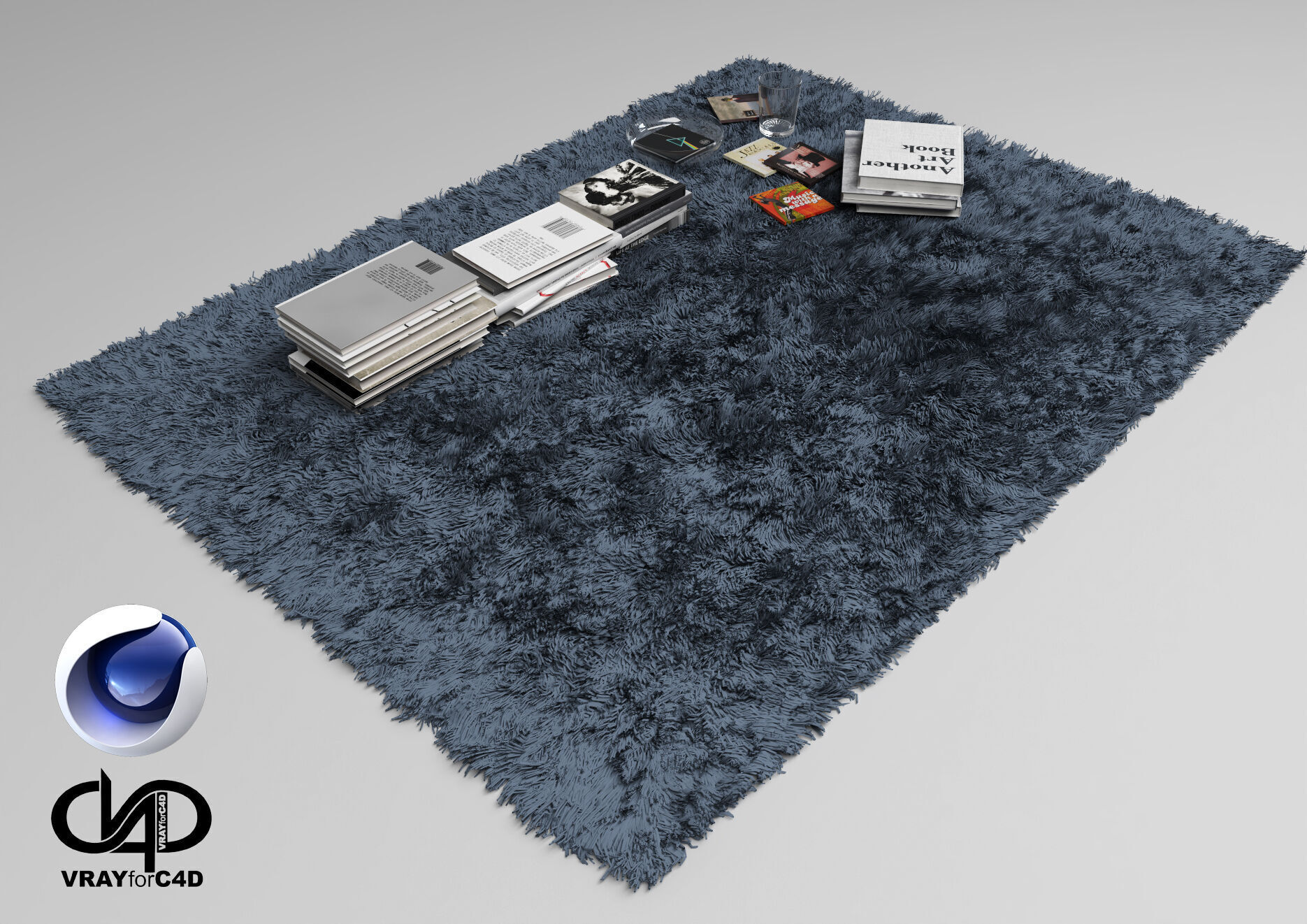 Carpet and Books - Vray6 - C4D 3D model_1