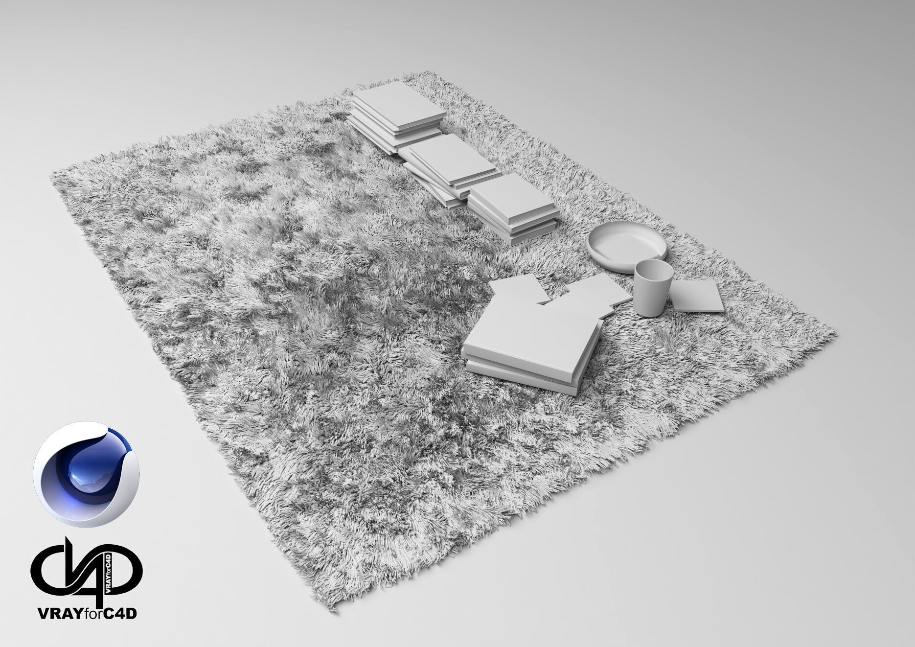 Carpet and Books - Vray6 - C4D 3D model_2