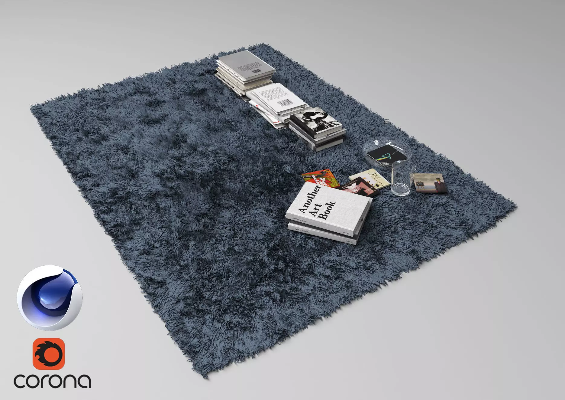 Carpet and Books - Corona - C4D 3D model