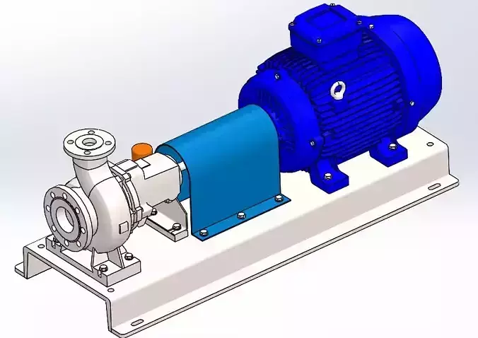 Horizontal centrifugal pump size 2 inch discharge 3D model