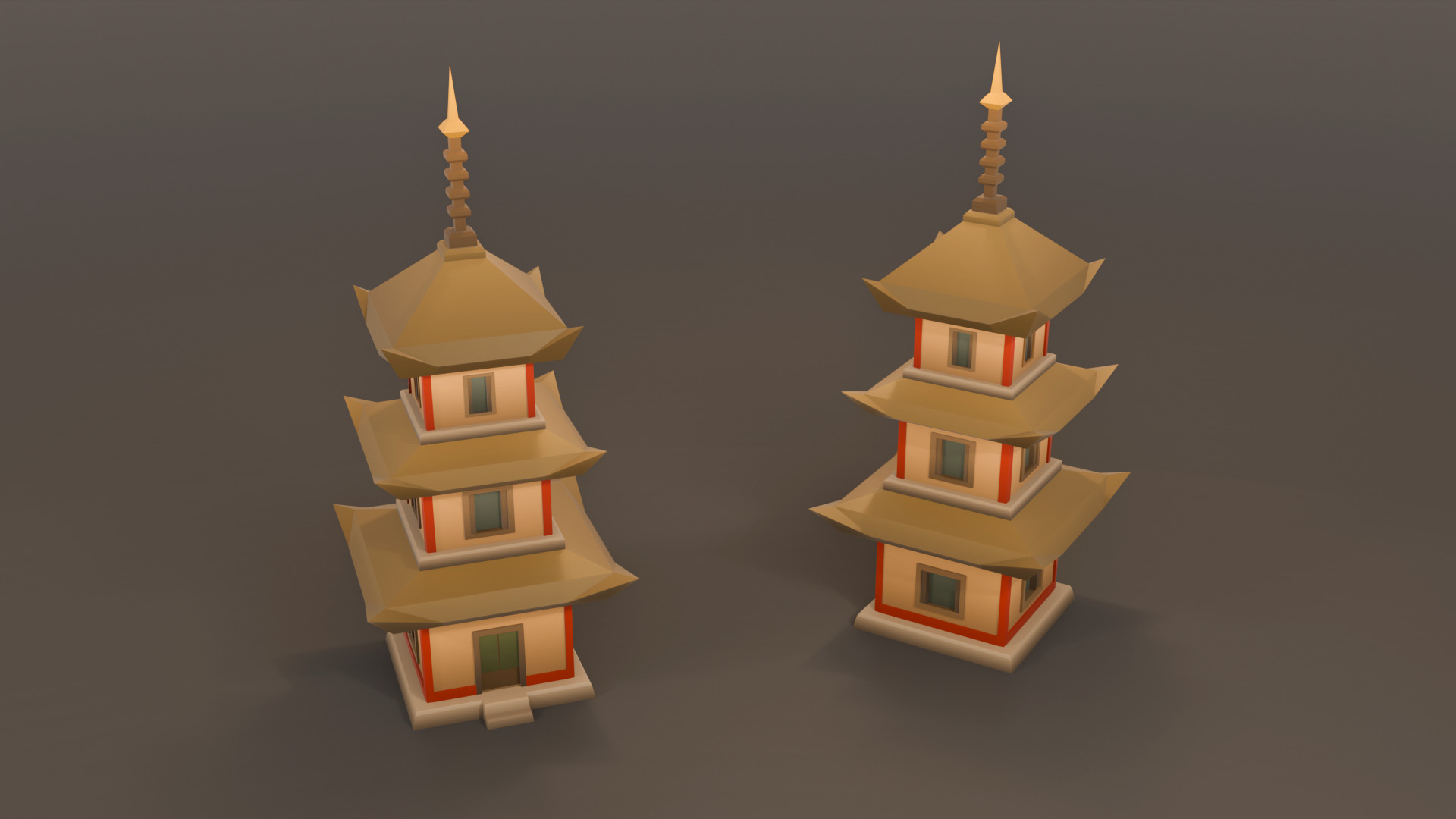 Japanese Low Poly Environment Pack Low-poly 3D model_1