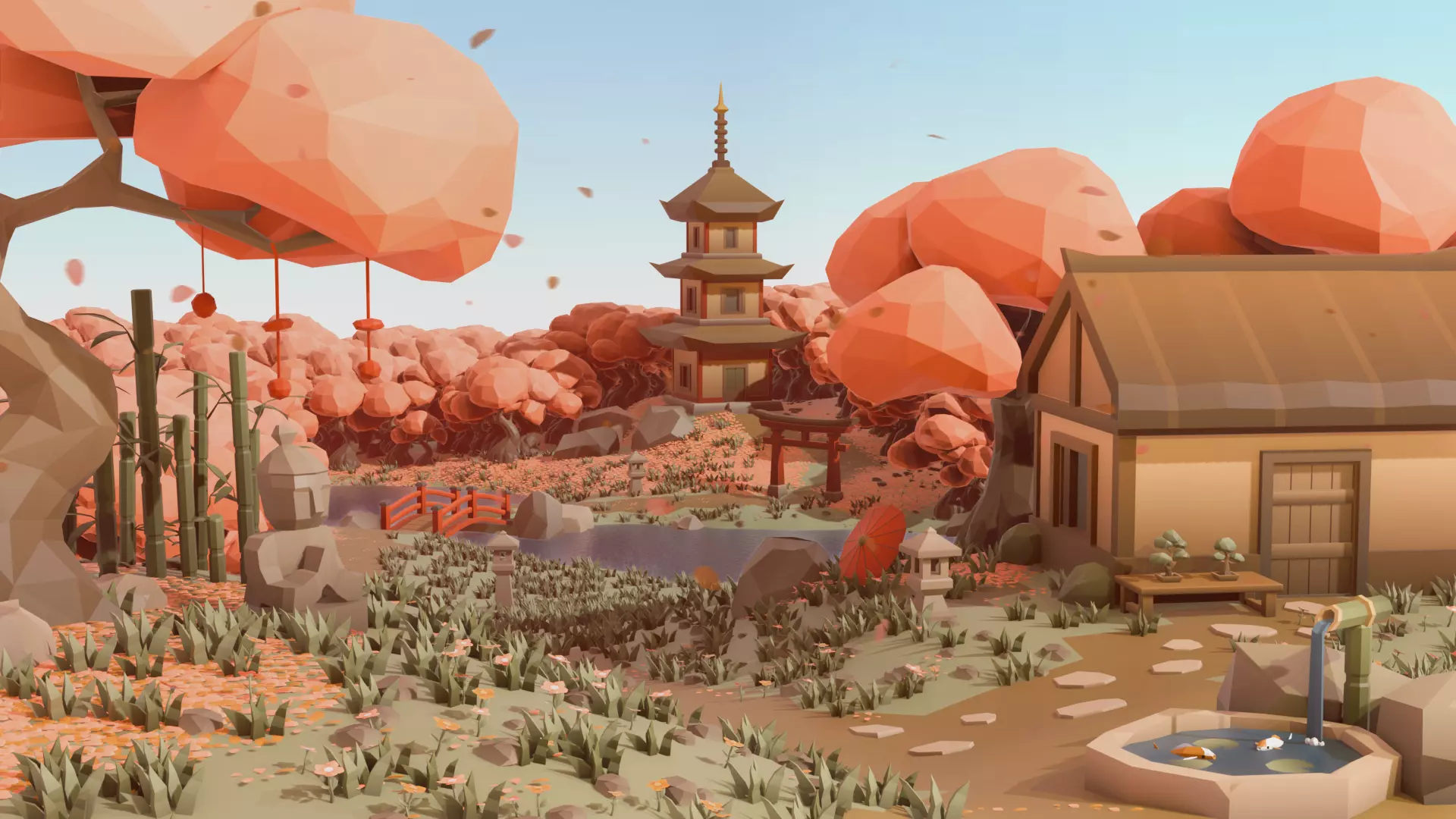 Japanese Low Poly Environment Pack Low-poly 3D model_0