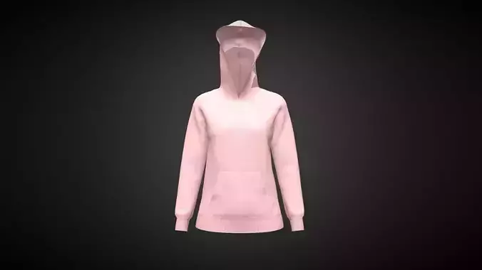 Girls Pink Hoodie In Low Poly
