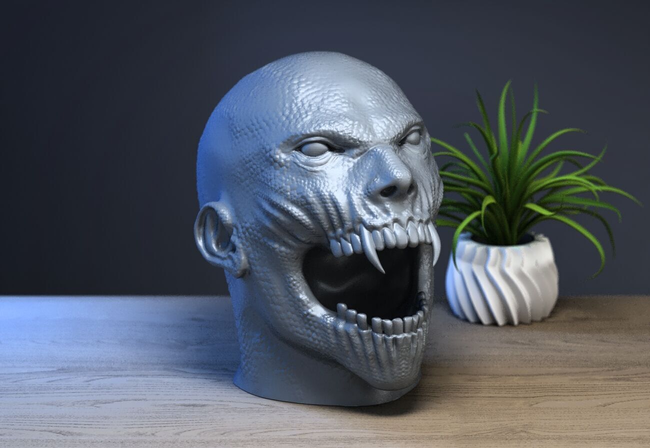 Scream skull human Headphone Stand 3D print model_1