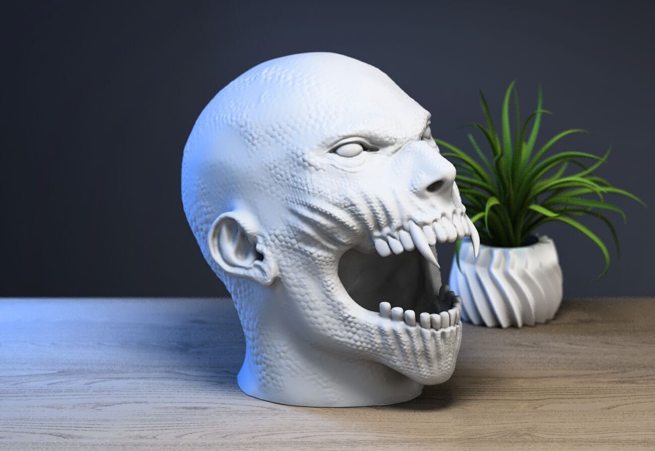 Scream skull human Headphone Stand 3D print model_3