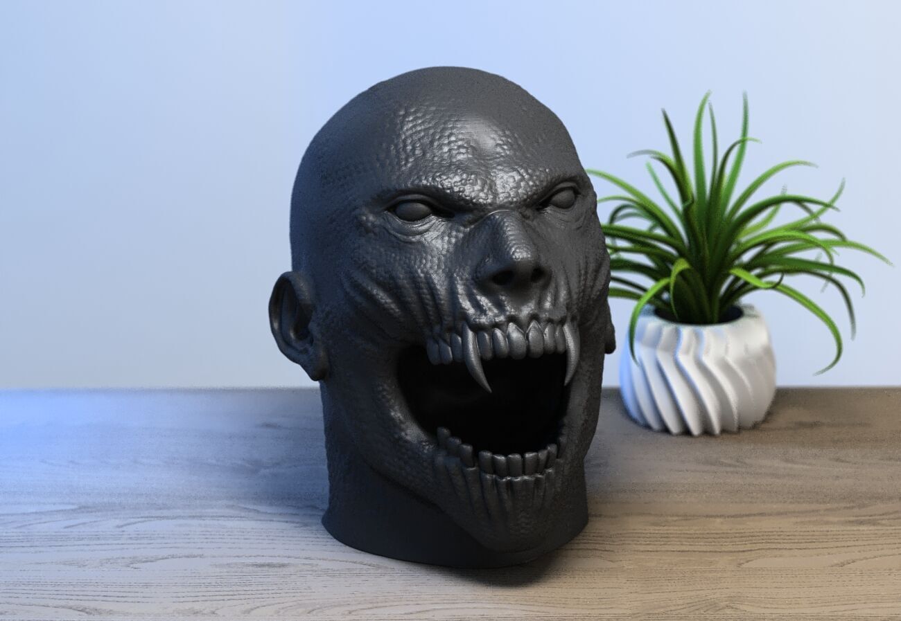 Scream skull human Headphone Stand 3D print model_2