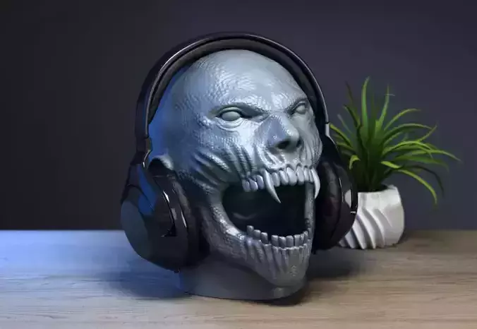 Scream skull human Headphone Stand