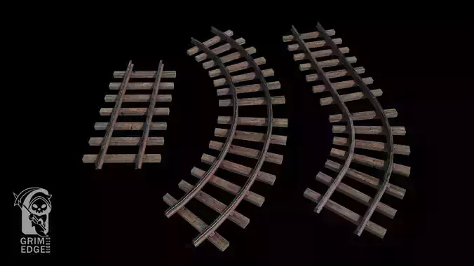 Train Track Low-poly 3D model