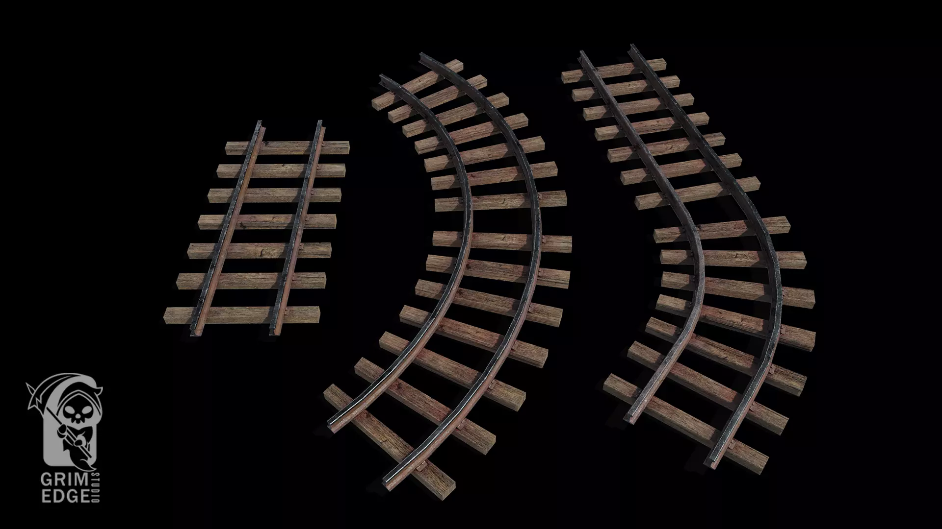 Train Track Low-poly 3D model_0