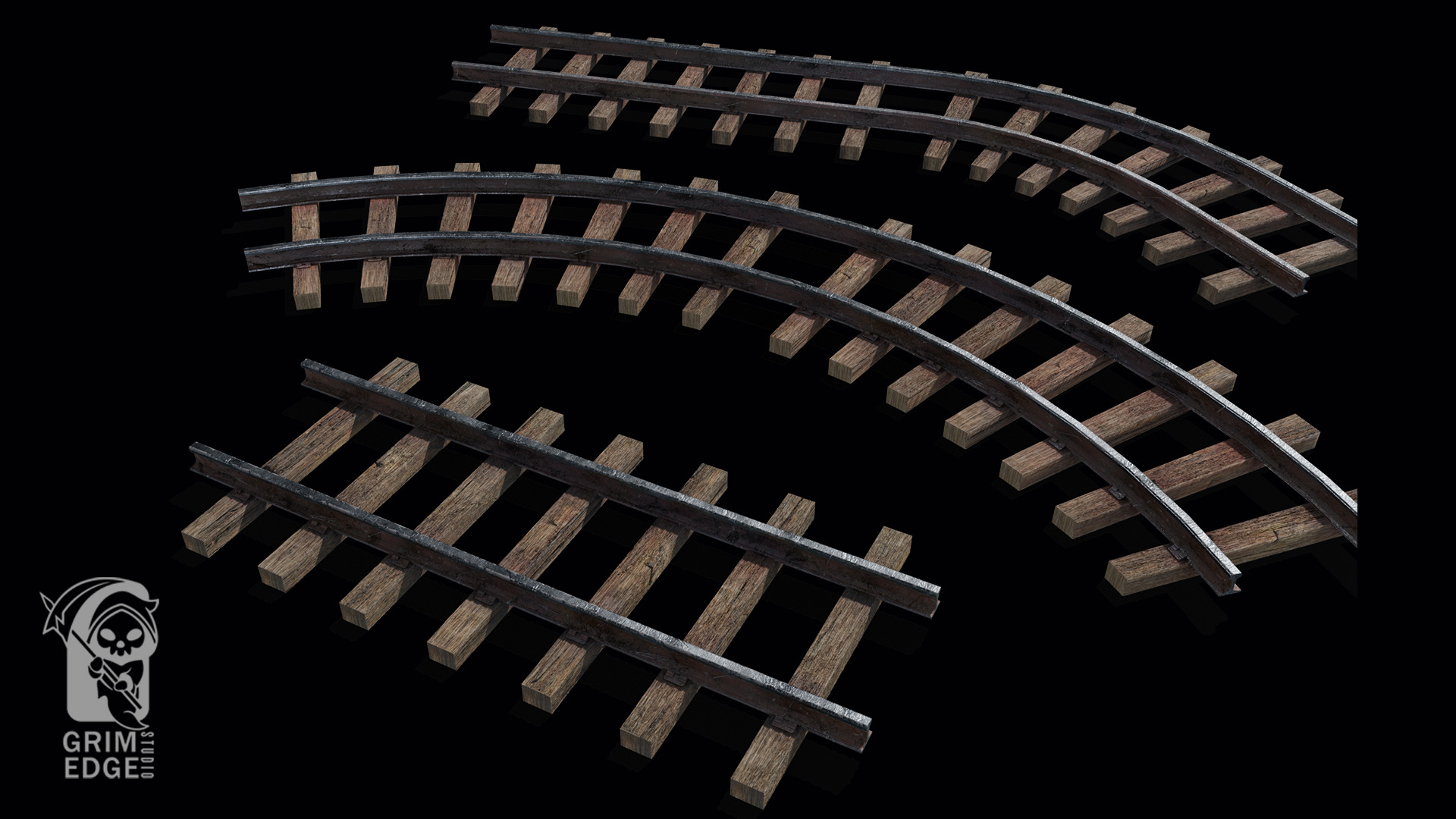 Train Track Low-poly 3D model_2