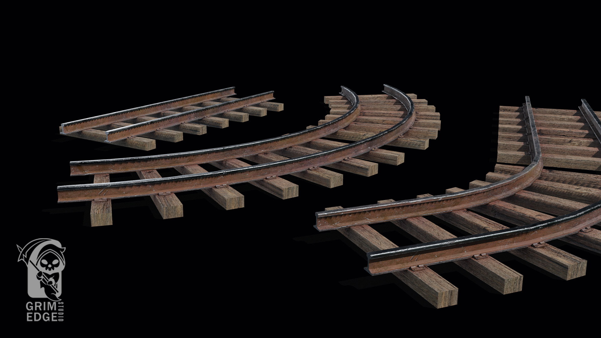 Train Track Low-poly 3D model_5