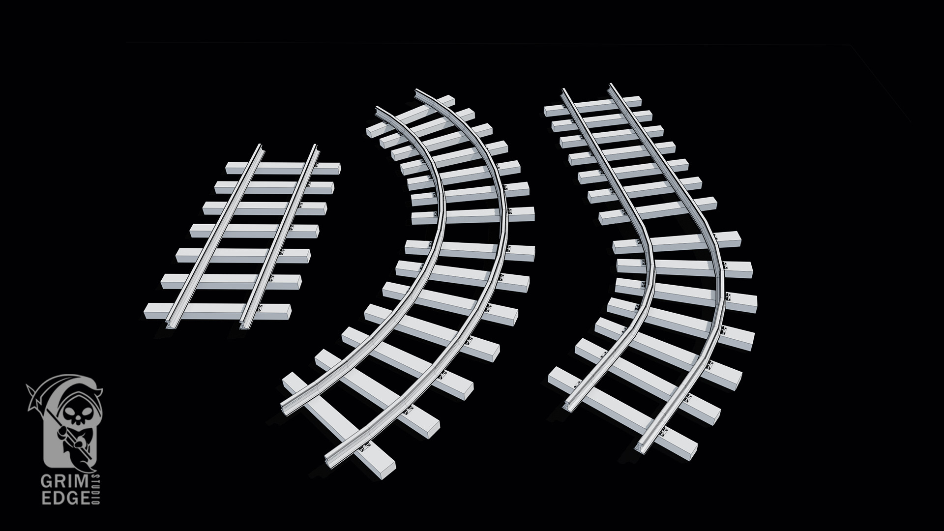Train Track Low-poly 3D model_7
