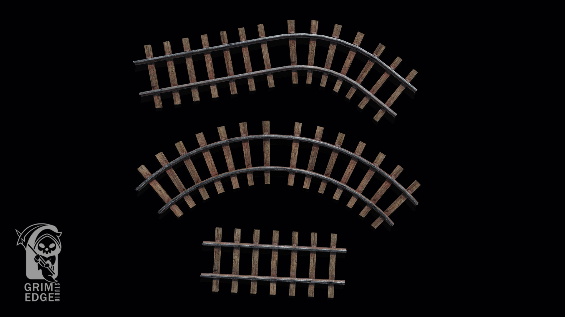 Train Track Low-poly 3D model_4