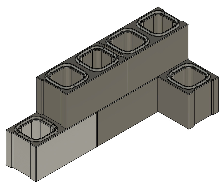 1 Inch Scale Interlocking Cinder Block 3D print model_1