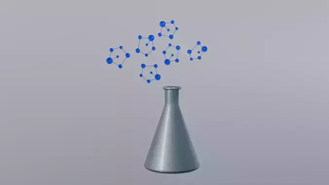 Science Flask with Molecular Structure 3D Model Low-poly 3D model