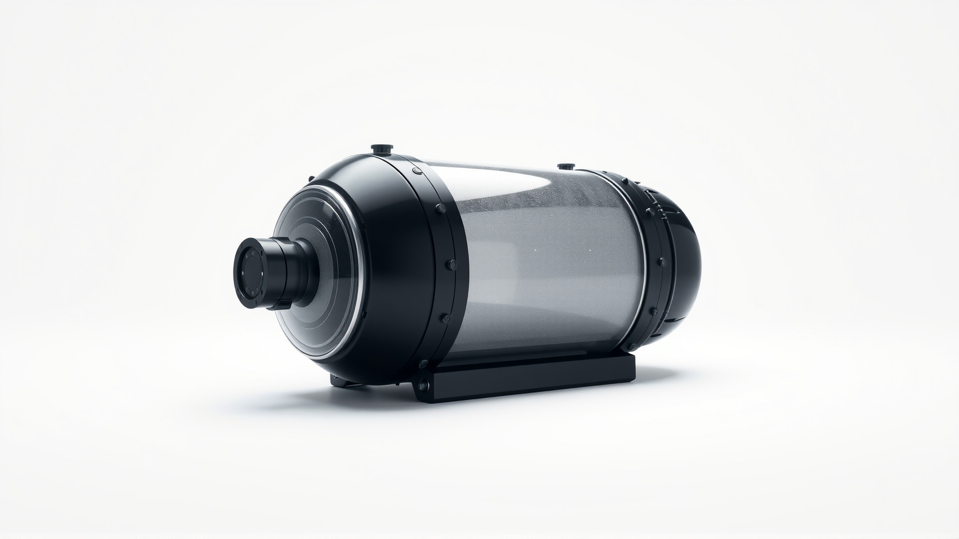 Black Cryogenic Capsule with Frosted Glass Low-poly 3D model_6