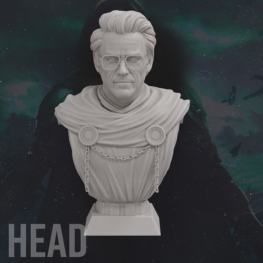 Doctor Doom - 1-4 scale STL Bust 3D print model_1