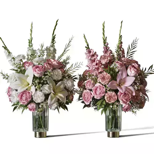 Flower Set 091 Pink and white bouquet