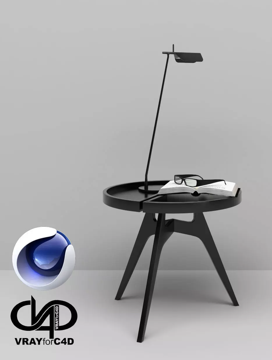 Table And Lamp - Vray6 - C4D 3D model_0