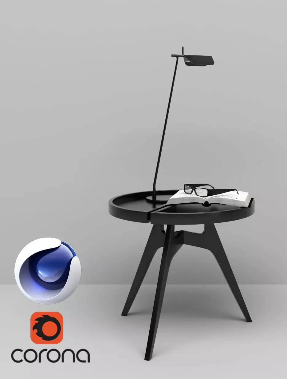 Table And Lamp - Corona - C4D 3D model_0