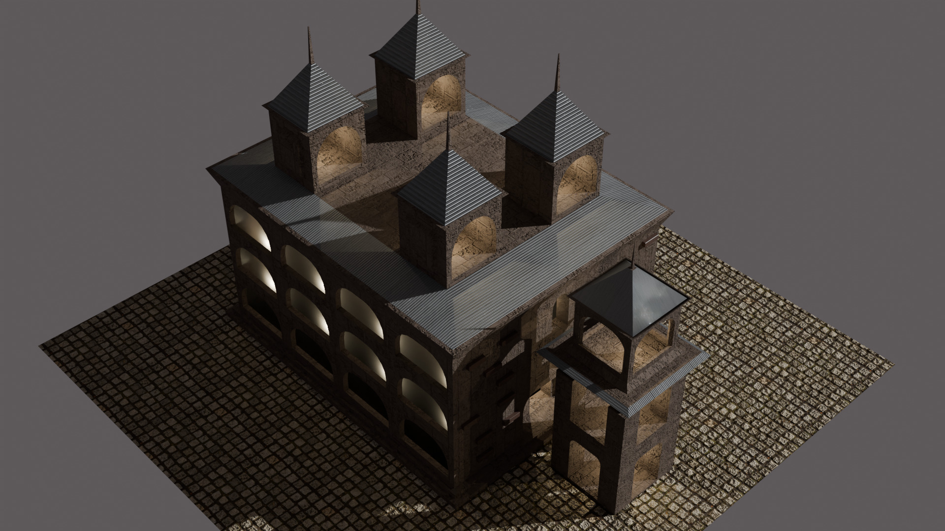  Temple Monastery  Low-poly 3D model_3