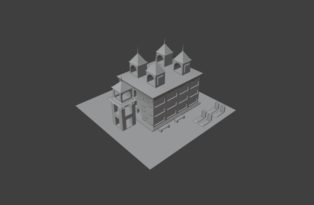  Temple Monastery  Low-poly 3D model_7