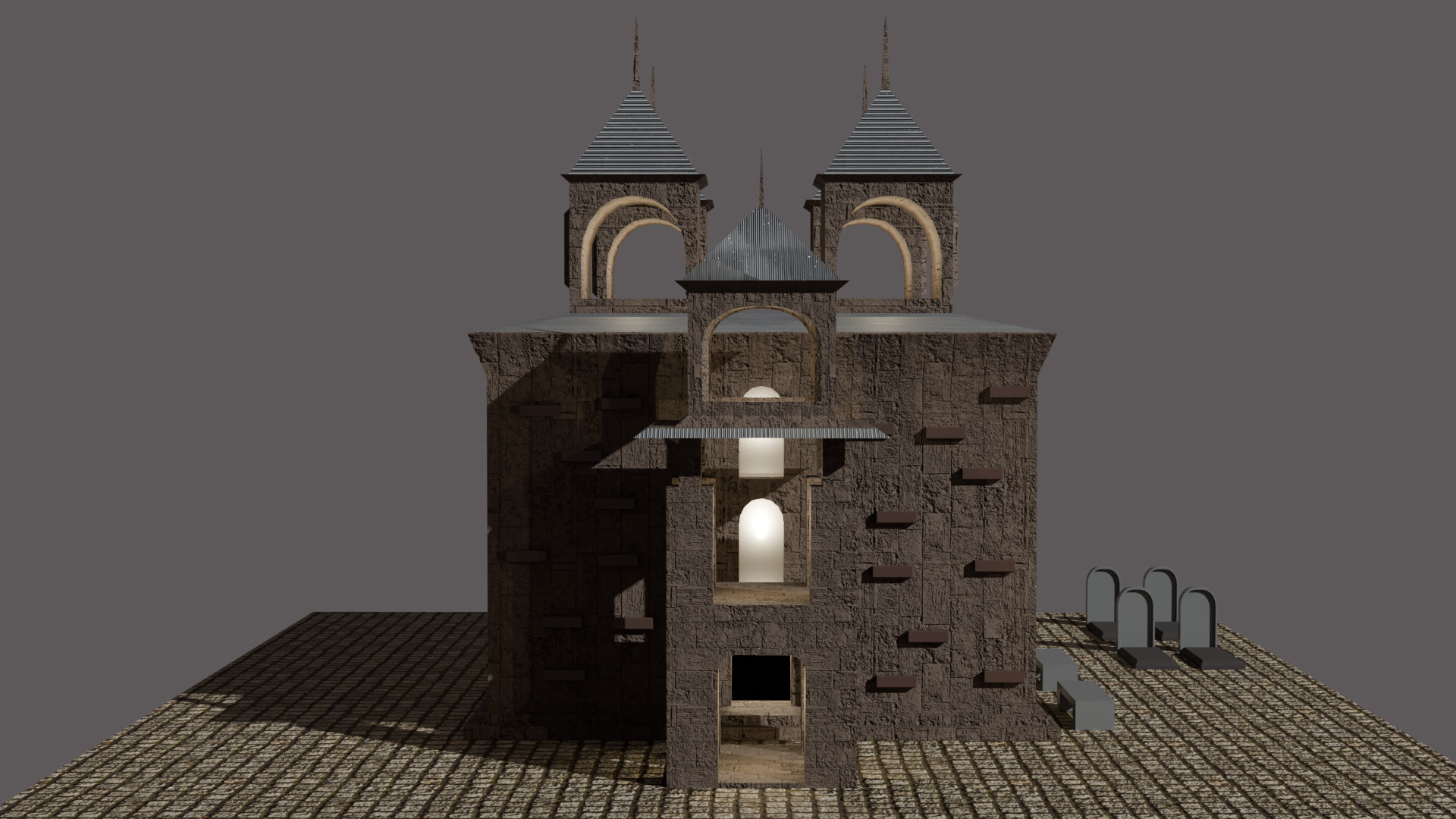  Temple Monastery  Low-poly 3D model_2