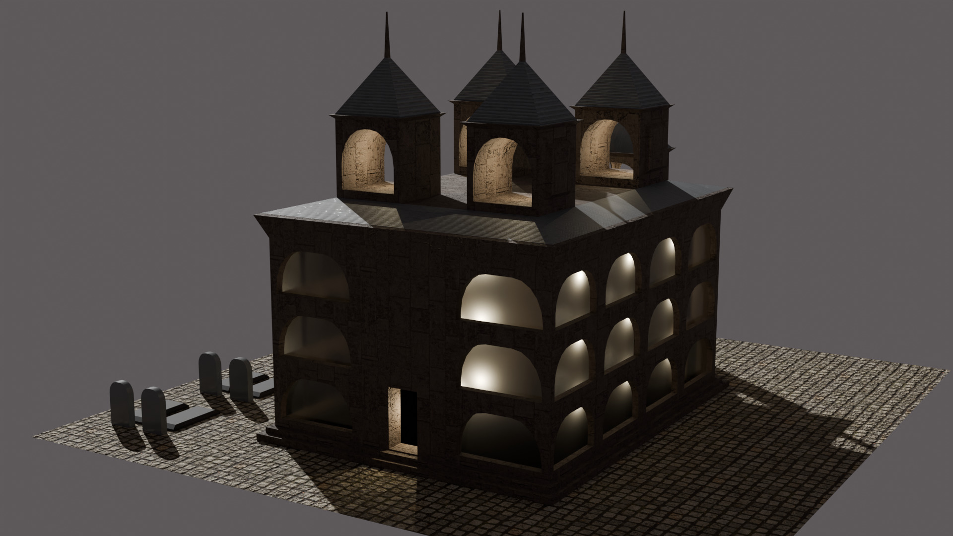  Temple Monastery  Low-poly 3D model_4