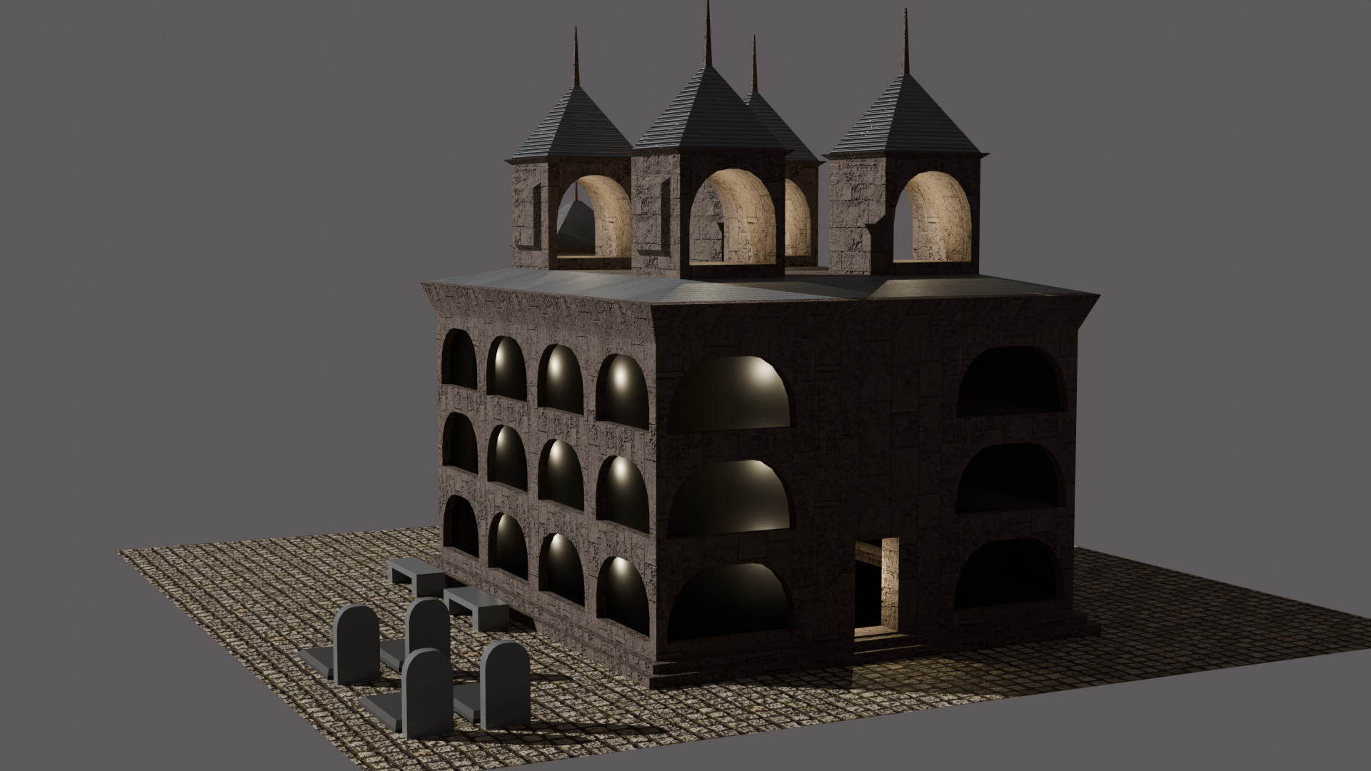  Temple Monastery  Low-poly 3D model_6
