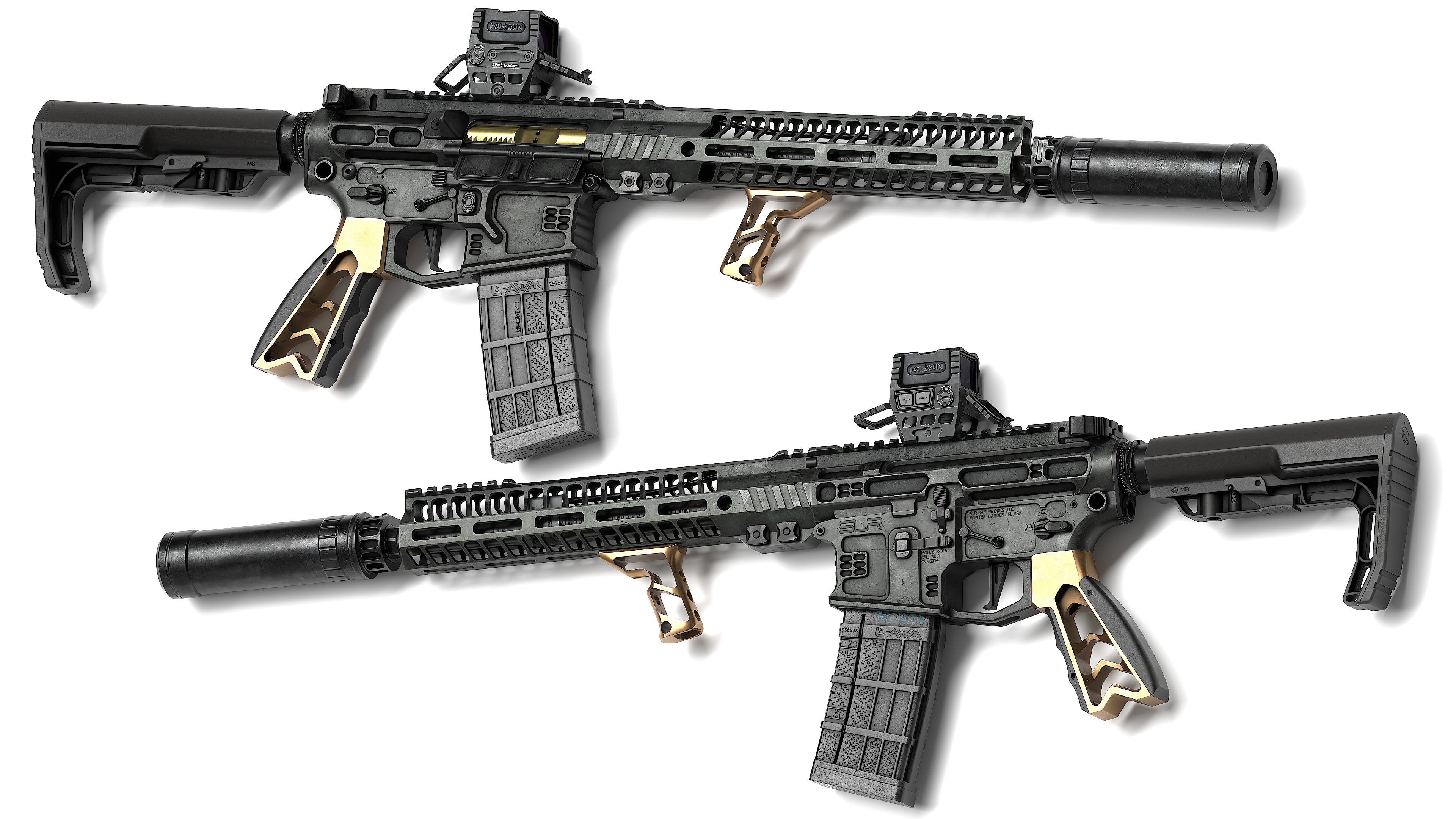 AR 15 SLR Low-poly 3D model_5