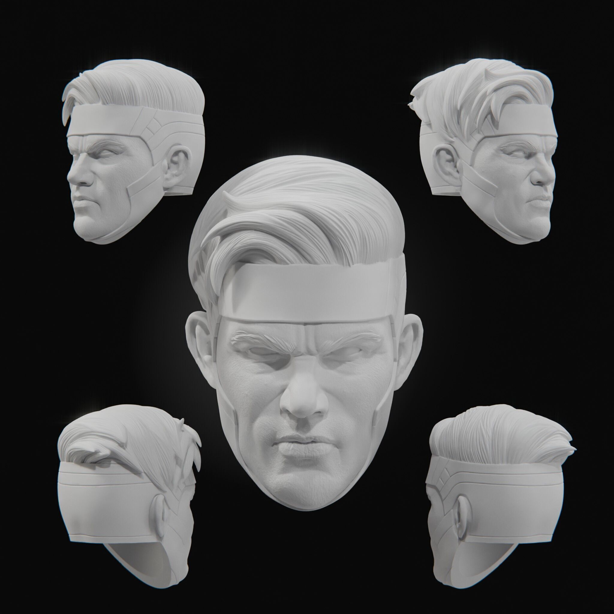 Gambit Channing Tatum Custom Heads Pack - 1-12 scale STL 3D print model_1
