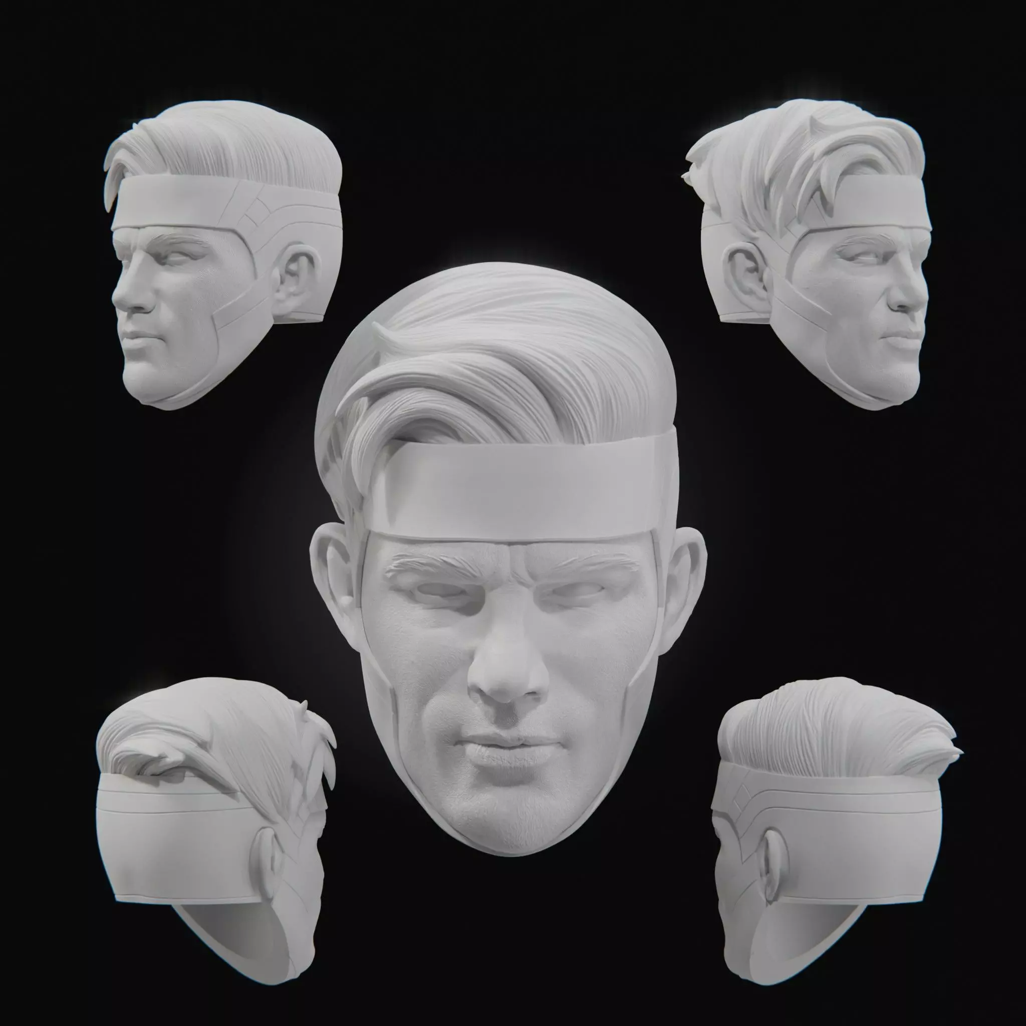 Gambit Channing Tatum Custom Heads Pack - 1-12 scale STL 3D print model_0