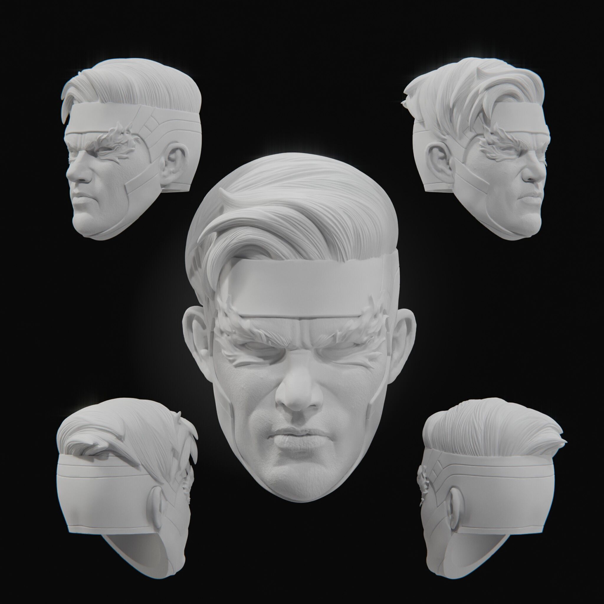 Gambit Channing Tatum Custom Heads Pack - 1-12 scale STL 3D print model_3