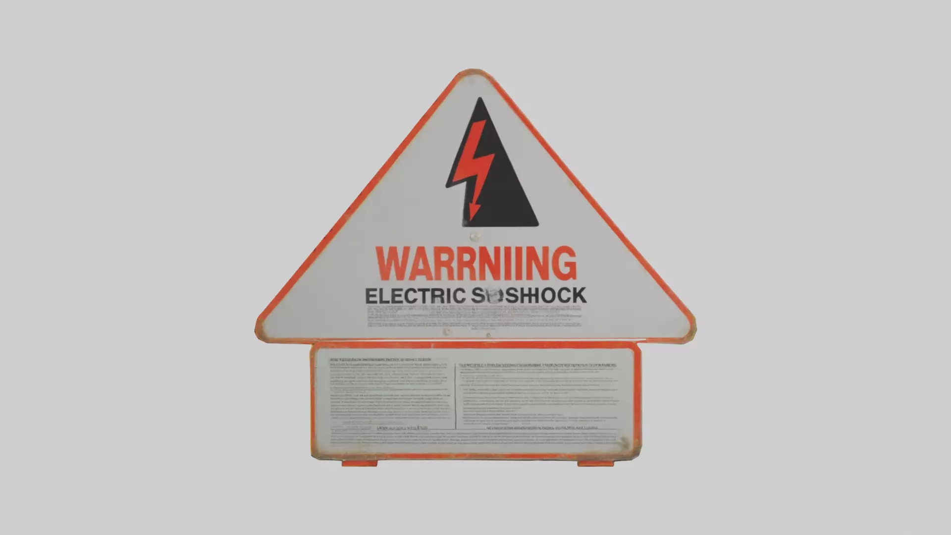 Electric Shock Hazard Warning Sign model 3D model_0