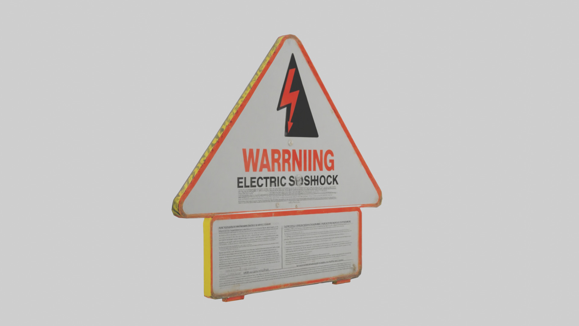 Electric Shock Hazard Warning Sign model 3D model_1