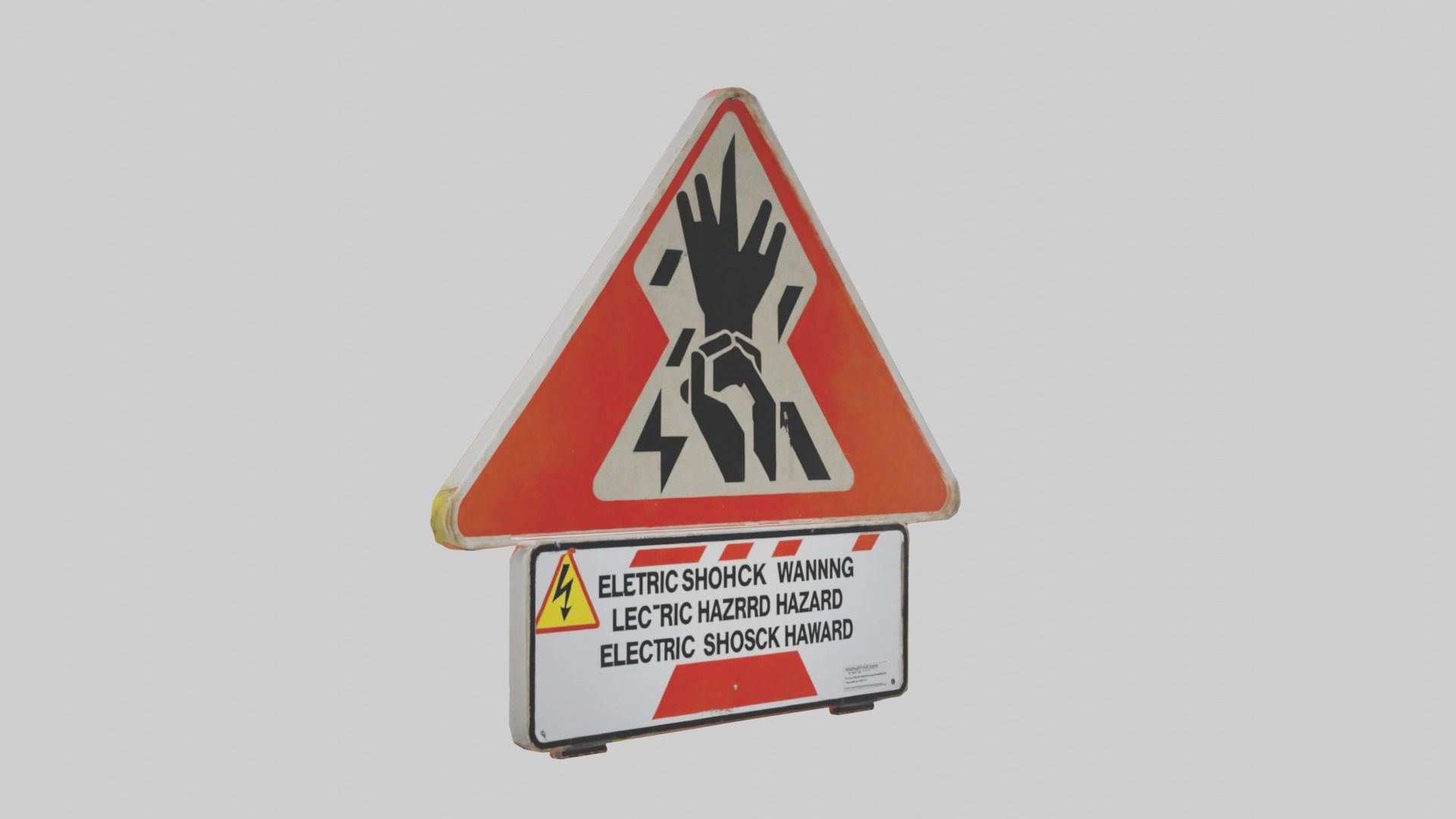 Electric Shock Hazard Warning Sign model 3D model_11
