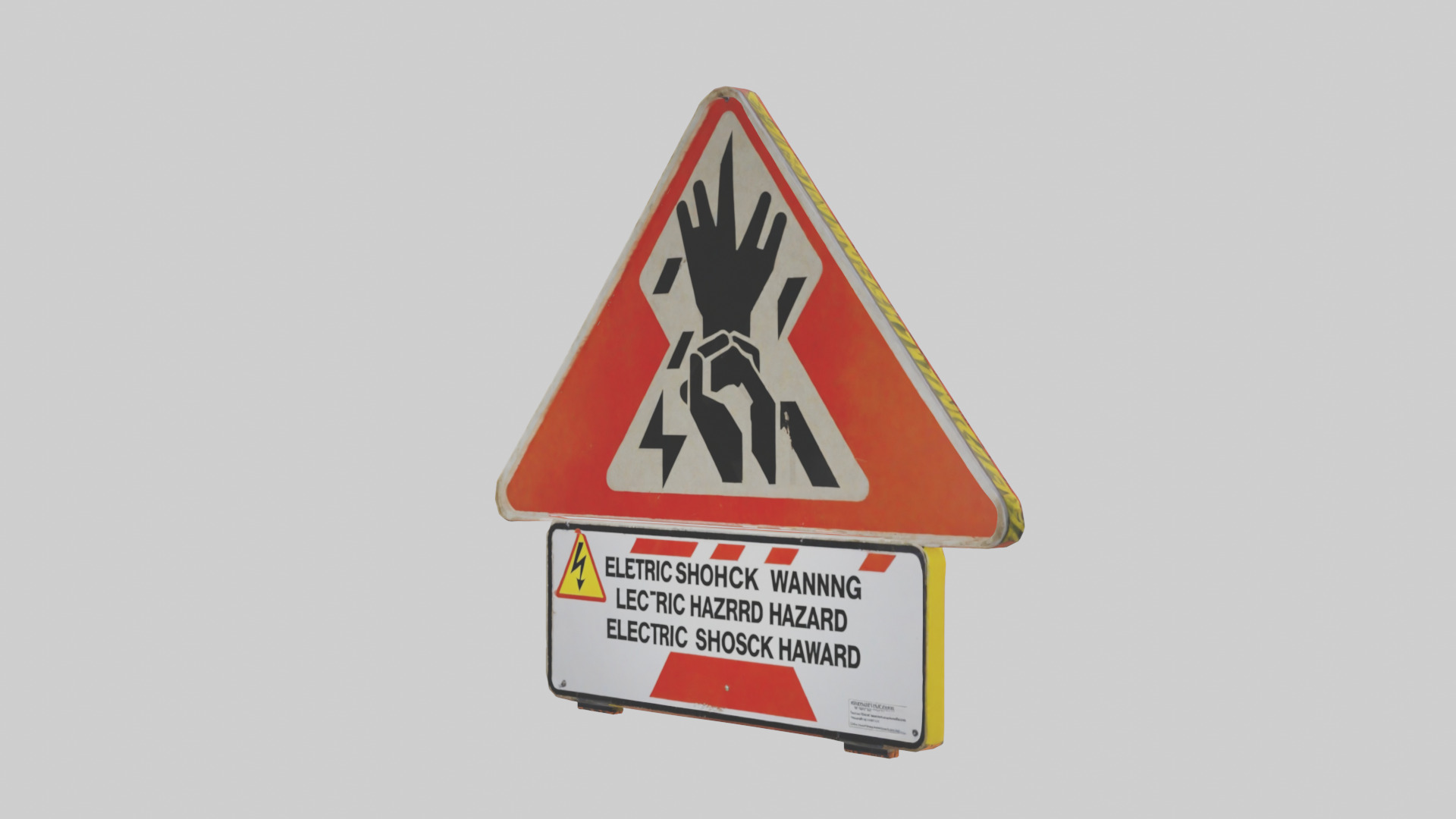 Electric Shock Hazard Warning Sign model 3D model_8