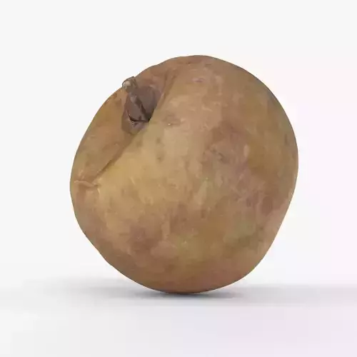 Photorealistic 3D scan of rotten wrinkly overripe old ugly apple