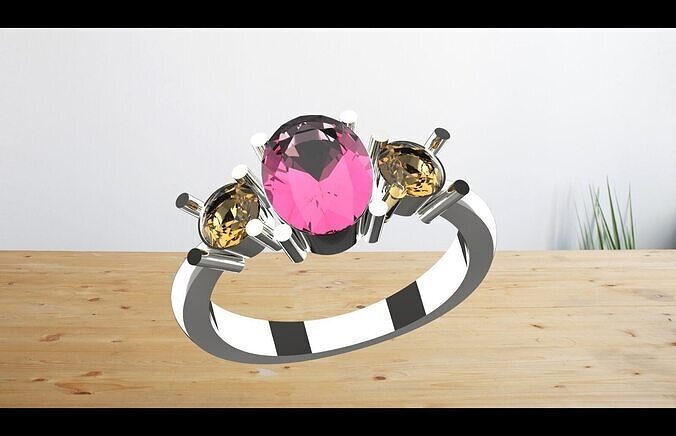 3 stone luckry wedding ring  3D print model