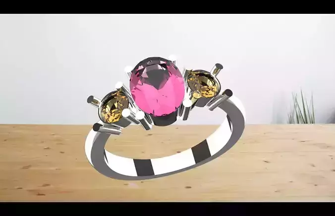 3 stone luckry wedding ring 