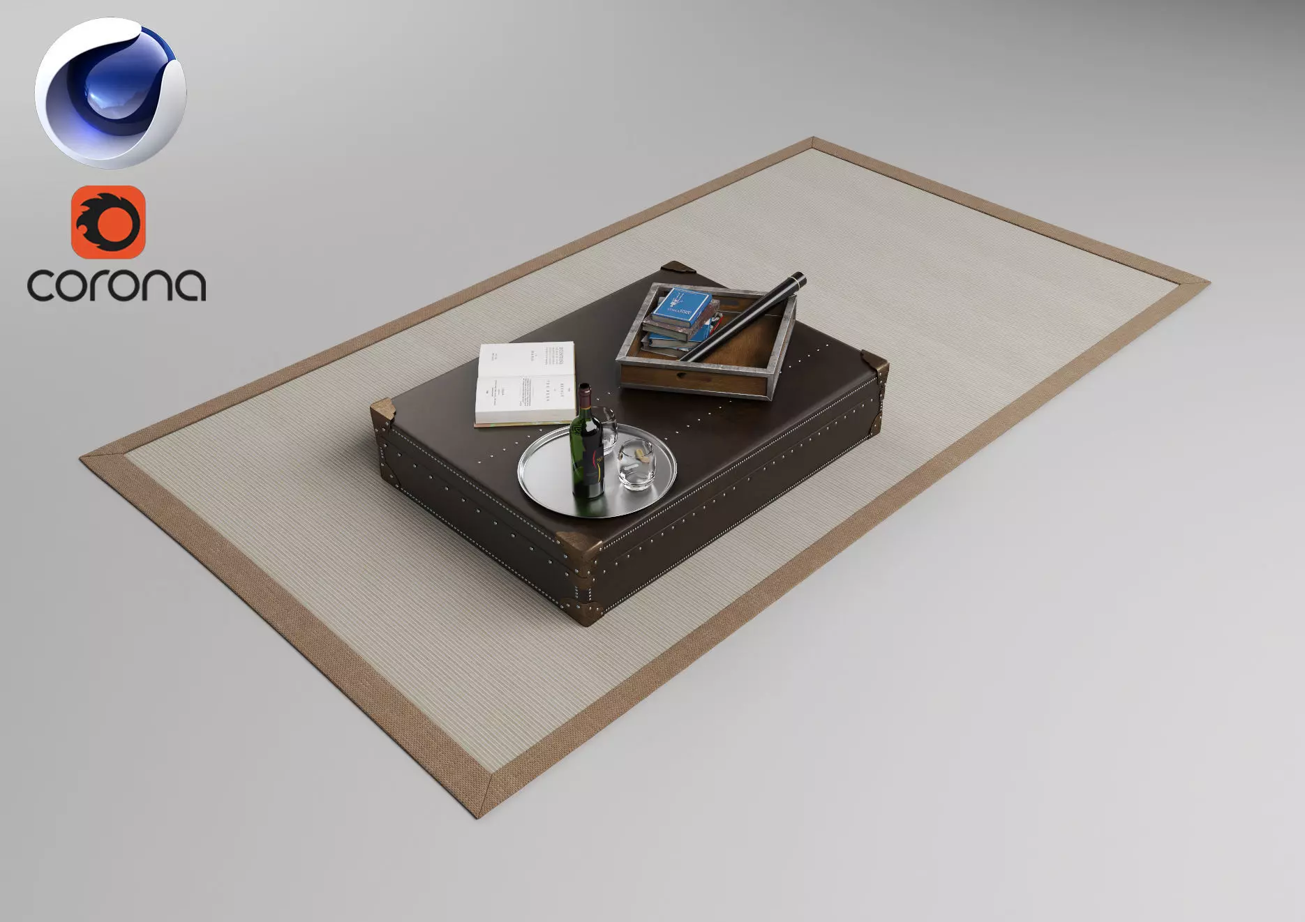Carpet and Table - Corona - C4D 3D model_0