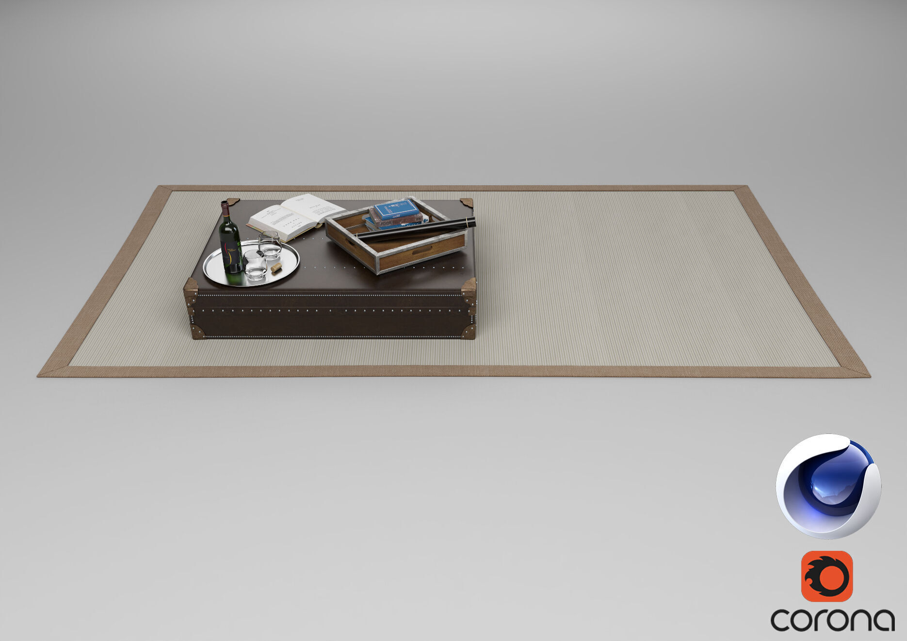 Carpet and Table - Corona - C4D 3D model_1