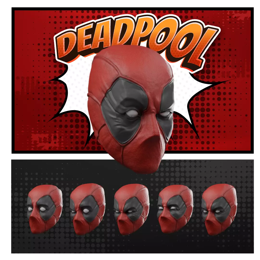 Deadpool Custom Heads Pack - 1-12 scale STL 3D print model_0