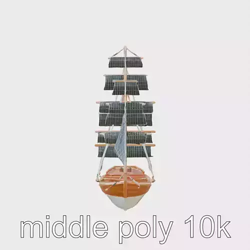 Solar-Powered Sailboat with Innovative Panel Sails Low-poly 3D model