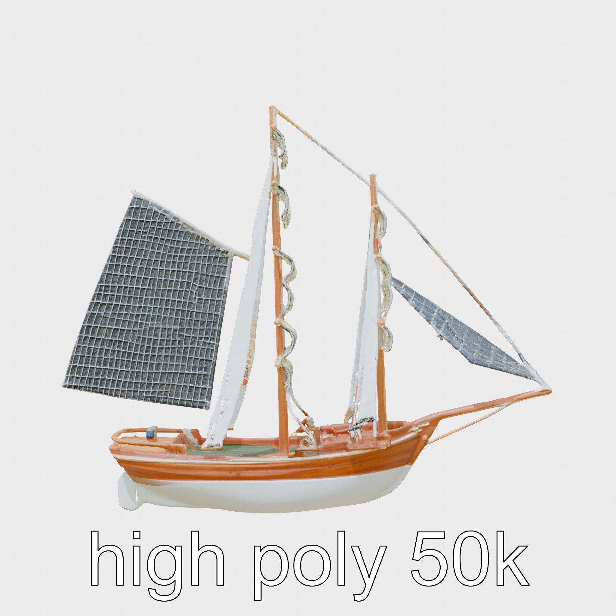 Solar-Powered Sailboat with Innovative Panel Sails Low-poly 3D model_26