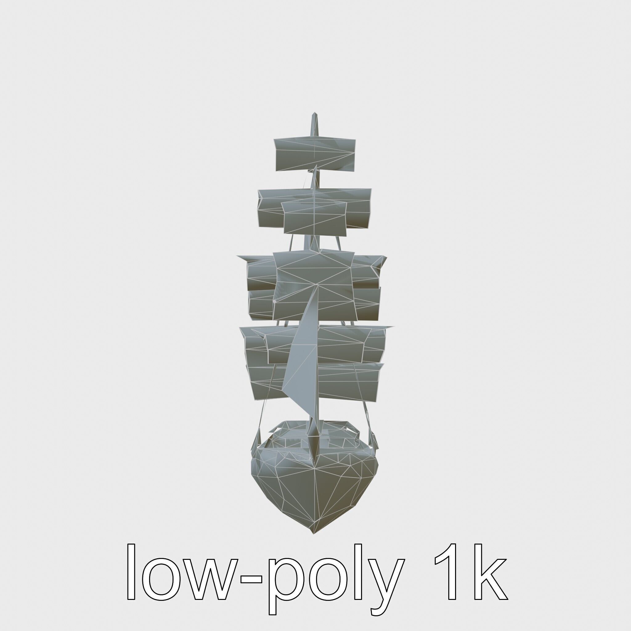 Solar-Powered Sailboat with Innovative Panel Sails Low-poly 3D model_20