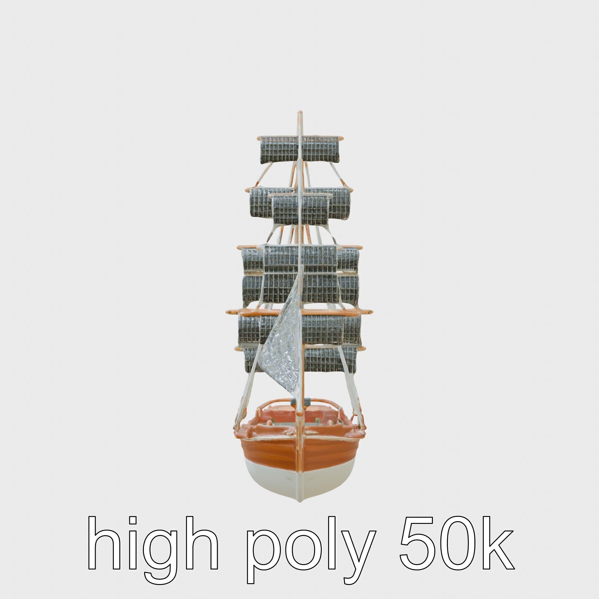 Solar-Powered Sailboat with Innovative Panel Sails Low-poly 3D model_5