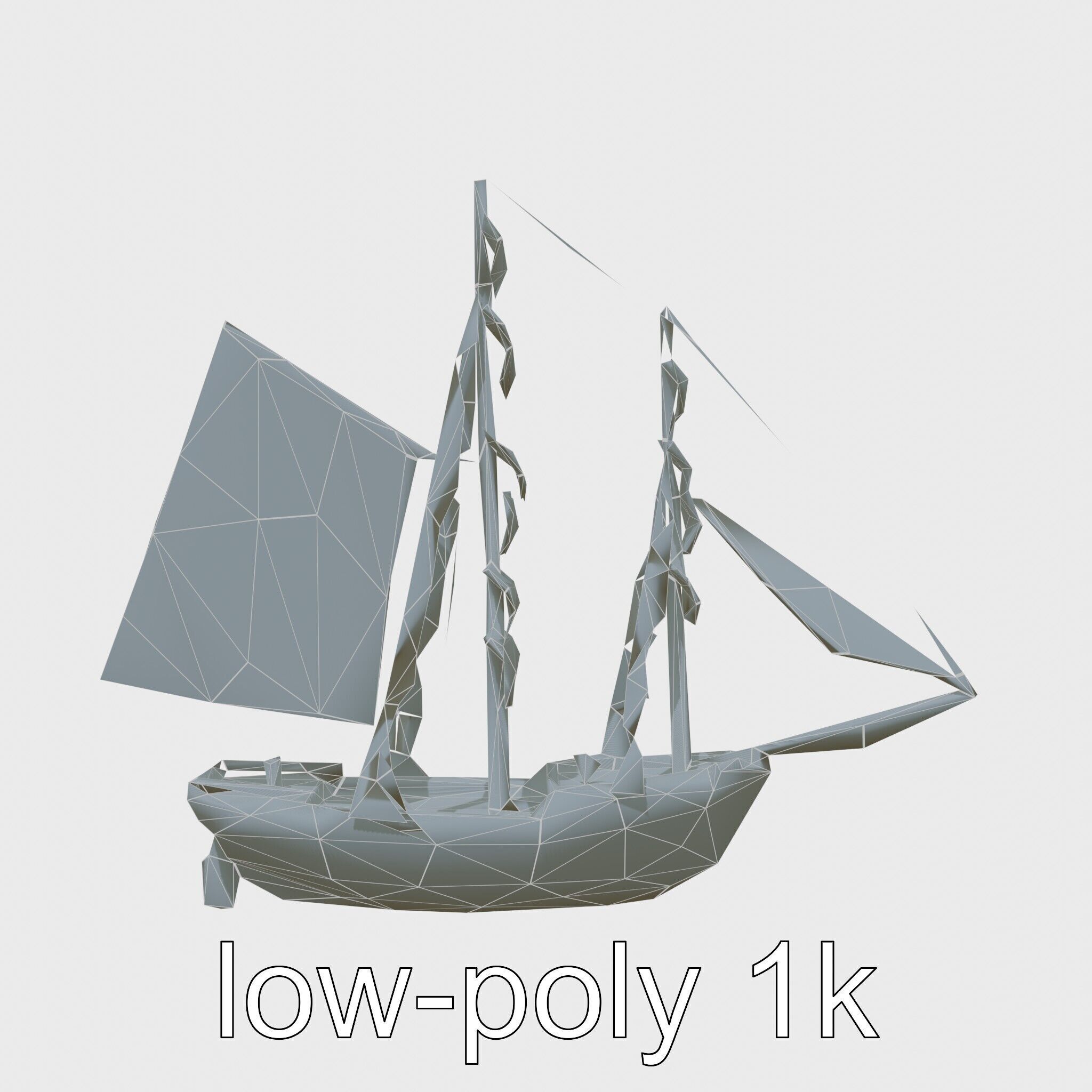 Solar-Powered Sailboat with Innovative Panel Sails Low-poly 3D model_10
