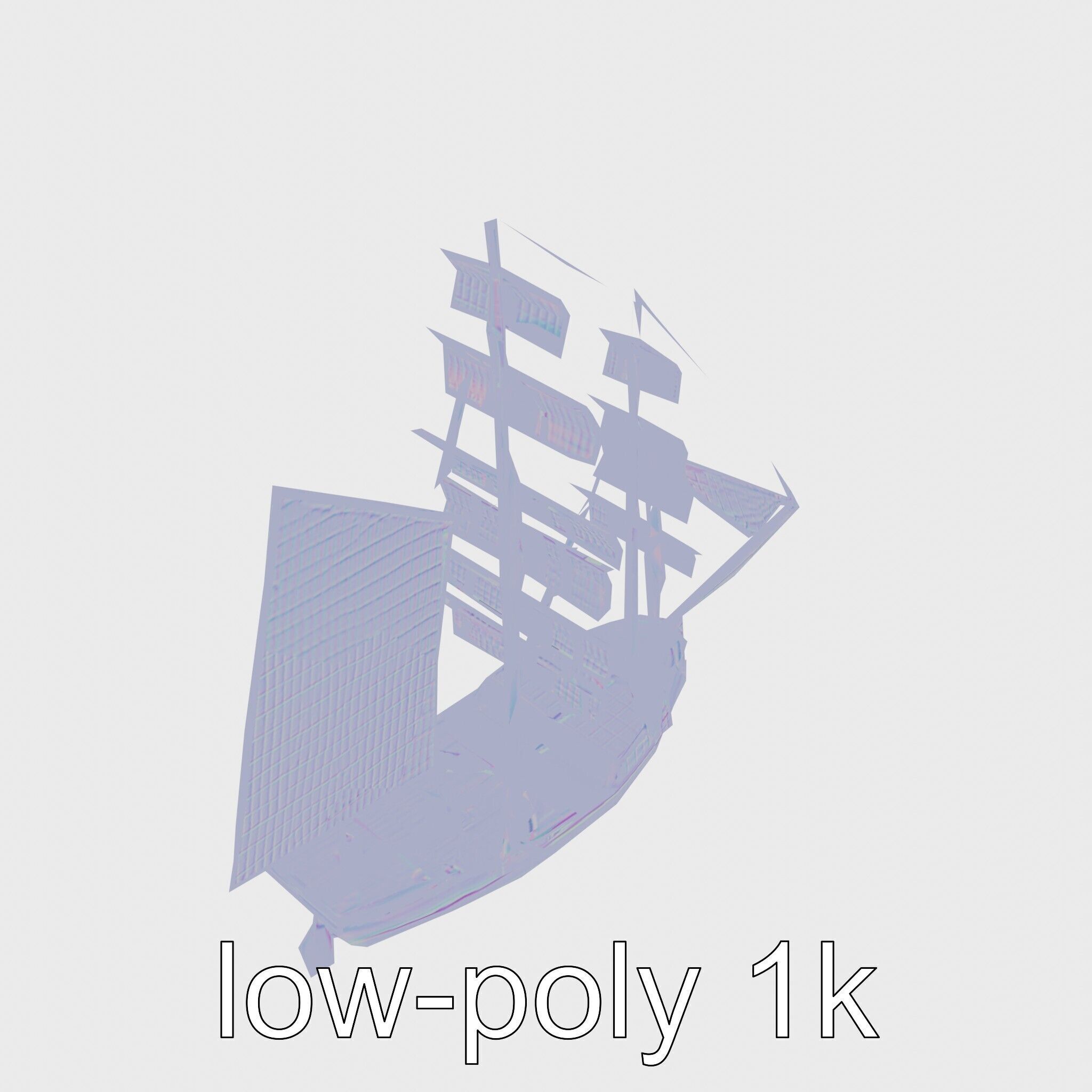 Solar-Powered Sailboat with Innovative Panel Sails Low-poly 3D model_22